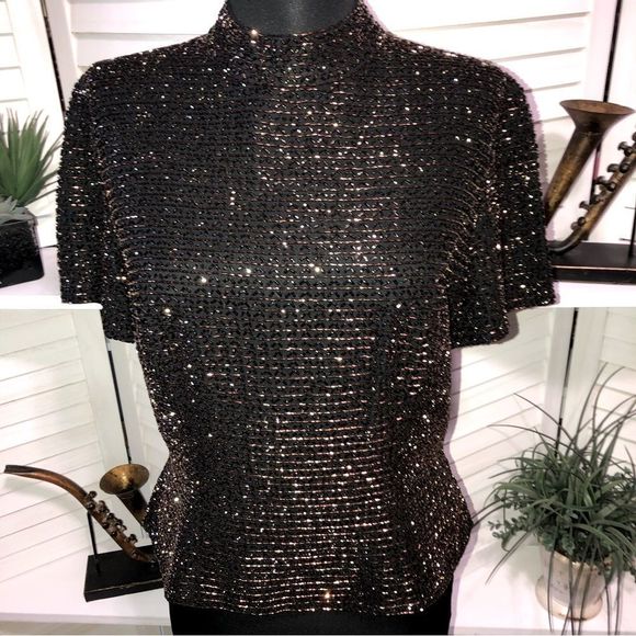 Oleg Cassini Tops - Black-tie Oleg Cassini holiday party Top Size 10
